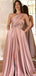 Gorgeous One Shoulder A-line Side Slit Satin Evening Prom Dress Online, OL057