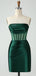 Elegant Straight Neck Sleeveless Dark Green Mermaid Satin Short Homecoming Dresses Online, HD0712