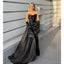 Elegant V-neck Mermaid Satin Side Slit Black Long Bridesmaid Dresses Online, BG776