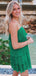 Elegant Spaghetti Straps Sleeveless Green A-line Short Homecoming Dresses Online, HD0713