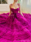 Gorgeous Spaghtti Straps A-line Fuchsia Tulle Evening Prom Dress Online, OL066