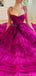 Gorgeous Spaghtti Straps A-line Fuchsia Tulle Evening Prom Dress Online, OL066