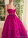 Gorgeous Spaghtti Straps A-line Fuchsia Tulle Evening Prom Dress Online, OL066