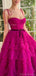 Gorgeous Spaghtti Straps A-line Fuchsia Tulle Evening Prom Dress Online, OL066