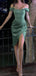 Elegant Off Shoulder Mermaid Side Slit Mermaid Satin Short Homecoming Dresses Online, HD0663