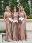 Sparkly One Shoulder Sleeveless Sheath Long Bridesmaid Dresses, BG305