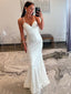 New Arrival Sequins Spaghetti Straps V-neck White Prom Dresses with Applique, OL011