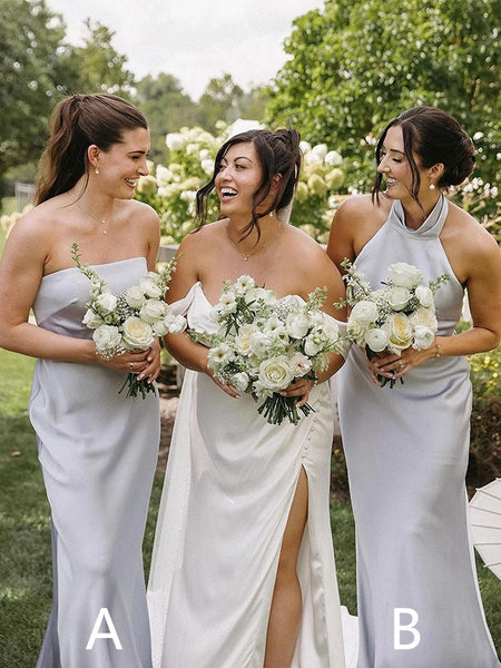 long bridesmaid dresses minimal details Simple One Shoulder A-line Long Bridesmaid Dress – 27dress