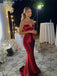Elegant Sweetheart Mermaid Burgundy Satin Long Evening Prom Dress Online, OL025
