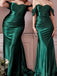 Charming Off the Shoulder Mermaid Dark Green Long Evening Prom Dress Online, OL035