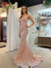Sparkly Spaghetti Straps Cross Back Mermaid Long Prom Dresses Formal Dress, OL811