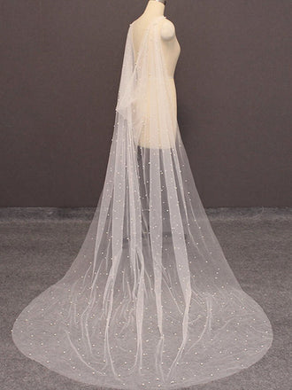Elegant Pearl Long Wedding Thin Shawl Trailing Yarn Accessories, VG41