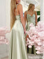 Elegant Spaghetti Straps Sleeveless A-line Bridesmaid Dresses with Side Slit, BG318
