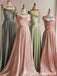 Mismatched Elegant Spaghetti Straps Sleeveless A-line Bridesmaid Dresses with Side Slit, BG319