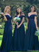 Elegant Off the Shoulder A-line Applique Long Bridesmaid Dresses, BG343