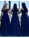 Elegant Off the Shoulder A-line Applique Long Bridesmaid Dresses, BG343