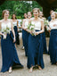 Elegant Spaghetti Straps Sleeveless A-line Ruffle White Bridesmaid Dresses Online, BG347