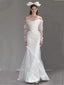 New Arrival Elegant Off the Shoulder Tulle Mermaid Long Sleeves Wedding Dress Online, WD0519