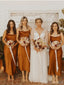 Simple Spaghetti Straps A-line Ankle Length Bridesmaid Dresses Online, BG358