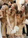 Simple Spaghetti Straps Champagne Bridesmaid Dresses Online, BG367