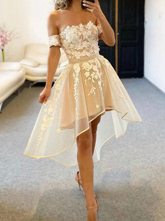 New Arrival Off the Shoulder A-line Applique  Homecoming Dresses Online, HD0606