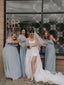 Elegant Chiffon V-neck A-line Bridesmaid Dresses with Tulle, BG382