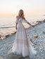 New Arrival Elegant Off the Shoulder Tulle A-line Spaghetti Straps Tulle Wedding Dress Online, WD0520