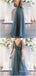 Elegant Half Sleeves V-neck Tulle Backless Bridesmaid Dress with Side Slit, BG276