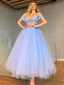 Gorgeous Off the Shoulder Sweetheart A-line Tulle Prom Dresses, OL979
