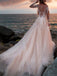 Gorgeous Long Sleeves Illusion A-line Applique White Wedding Dress Online, WD0523