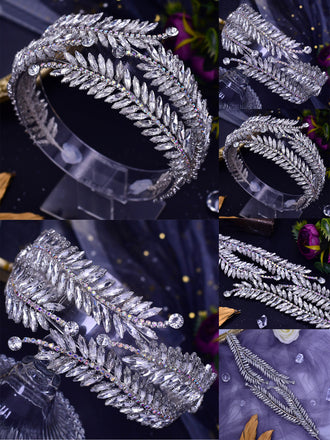 Sparkly Hand-made Rhinestone Cross-bending Headwear Accessories , HP419