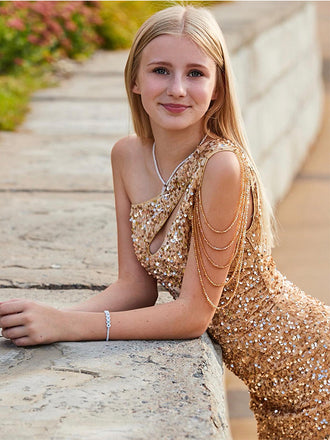 Golden One Shoulder Mermaid Short Homecoming Dresses Online, HD0637