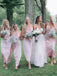Elegant Spaghetti Straps Column Pink Bridesmaid Dresses Online, BG385
