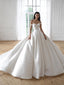 Elegant Off the Shoulder A-line White Satin Wedding Dresses, WD0531