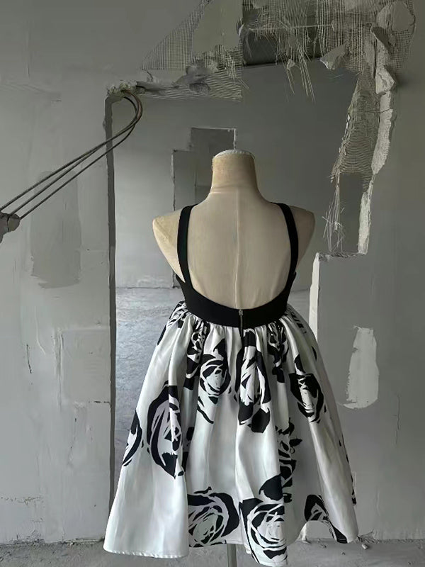 Elegant A-line Flower Butterfly Black Short Homecoming Dresses Online, HD0639