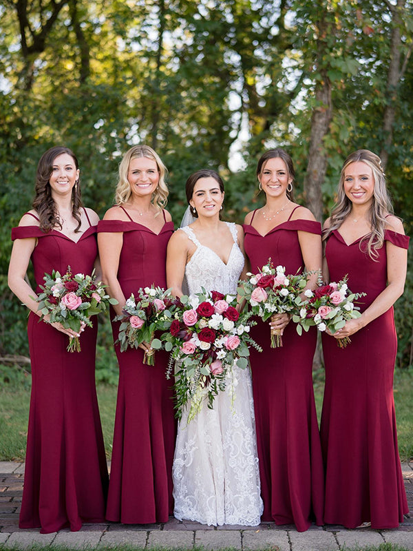 burgundy bridesmaid dresses mermaid burgundy bridesmaid dress Elegant Dark Red Mermaid Long Unique Cheap Soft Satin Bridesmaid Dress QueenaBridal-parroquiadesanalbertomagno.com