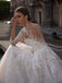 Elegant Long Sleeves A-line Applique Tulle White Wedding Dresses, WD0533