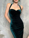 Elegant Mermaid Halter Sweetheart Velvet Prom Dresses Online, OL990