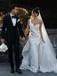 Elegant One Shoulder Applique A-line Satin White Wedding Dresses, WD0537