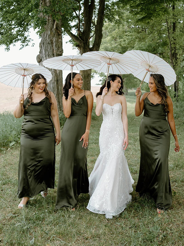 spaghetti strap crepe-back satin bridesmaid dress Spaghetti Strap Crepe-Back Satin Dress