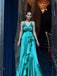 Elegant Spaghetti Straps V-neck A-line Long Prom Dresses, OL996