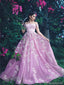 Gorgeous Off the Shoulder A-line Tulle Applique Long Prom Dresses Evening Dress, OL959