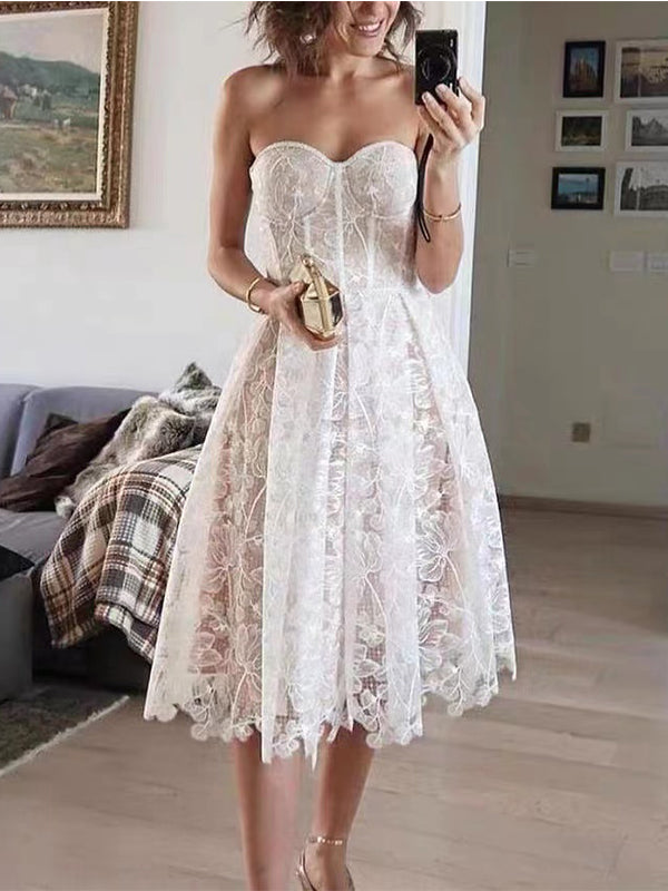 NEW Arrival Sweetheart Sleeveless A-line White Short Homecoming Dresses, HD0641