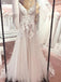 Elegnt Spaghetti Straps V-neck Applique Tulle Flowers Prom Dress, OL554