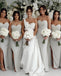 Elegant One Shoulder Applique A-line Satin White Wedding Dresses, WD0537