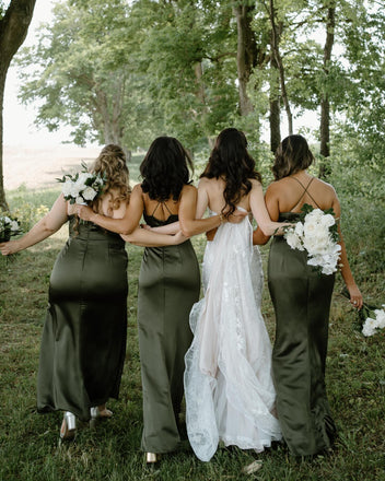 Simple Spaghetti Straps Cross Back Satin Bridesmaid Dresses, BG394