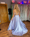 Elegant Spaghetti Straps A-line Satin Long Prom Dresses Online, OL992