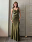 Elegant Sweetheart Beading Olive Green Soft Satin Maxi Long Mermaid Prom Dress ，Evening Dress , BG803