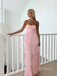 Elegant Strapless Sweetheart Ruffle Pink A-line Chiffon Prom Dress , Evening Dress  , BG799