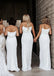 Simple Spaghetti Straps Mermaid White Chiffon Long Bridesmaid Dresses Online, BG405